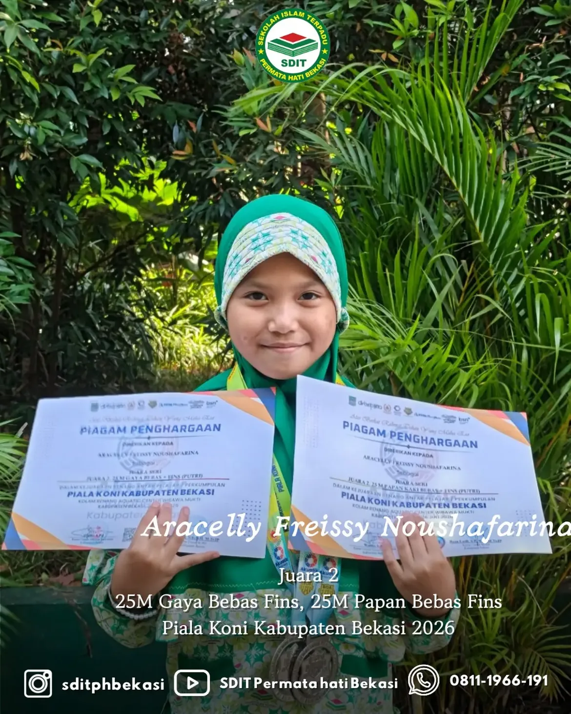 Juara 2 Gaya Bebas dan Papan Bebas Fins